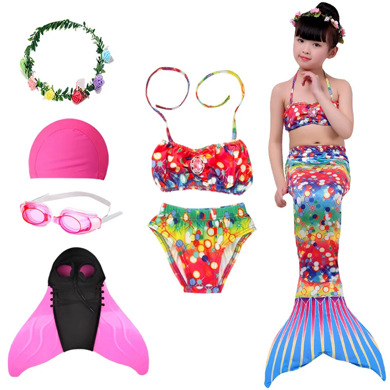 

mermaid costume girl bikini Children swimsuit Swimmable mermaid tails Monofin fins mermaid costume kids swimwear fantasy beach