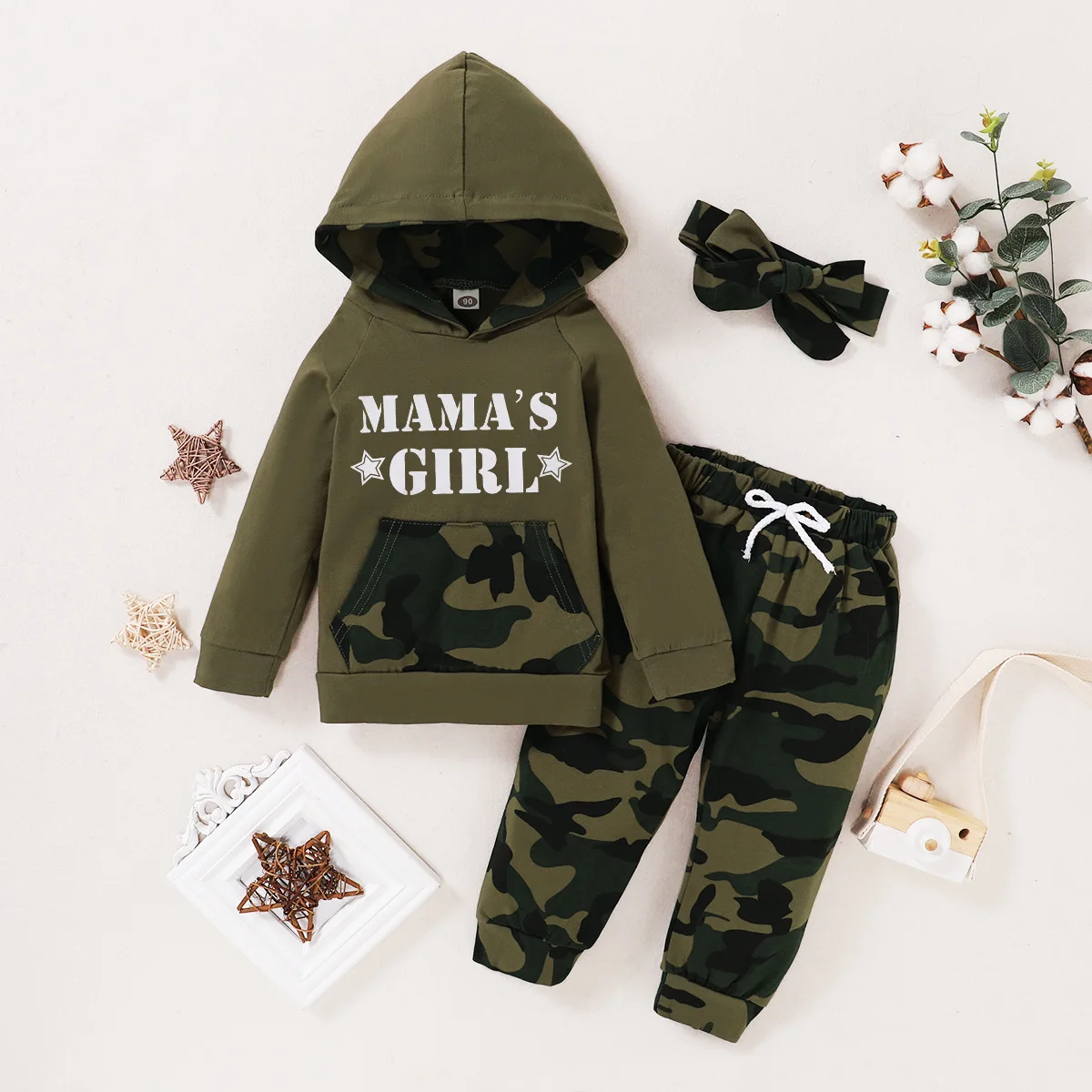 

Autumn Winter Newborn Kids Camouflage Cotton 3pcs Set Baby Girl Suits Toddler Hooded Tops Shirt + Pants Outfits Set Tracksuit