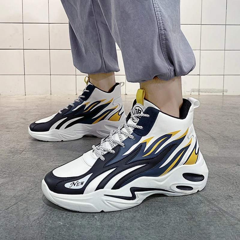 Abhoth Running Shoes Basketball Shoes High Cut Comfort Light Outdoor Leather Non-slip Walking Men Sneakers Heighten Zapatillas