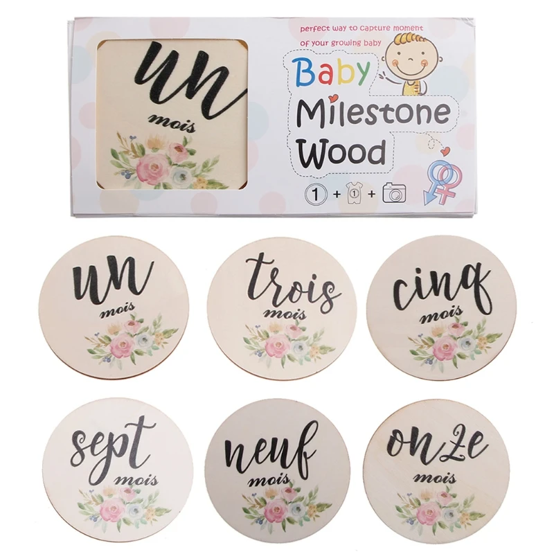 

6 Pcs/Set Handmade Baby Milestone Cards Newborn Monthly Recording Cards Spanish Language Letters Photocards