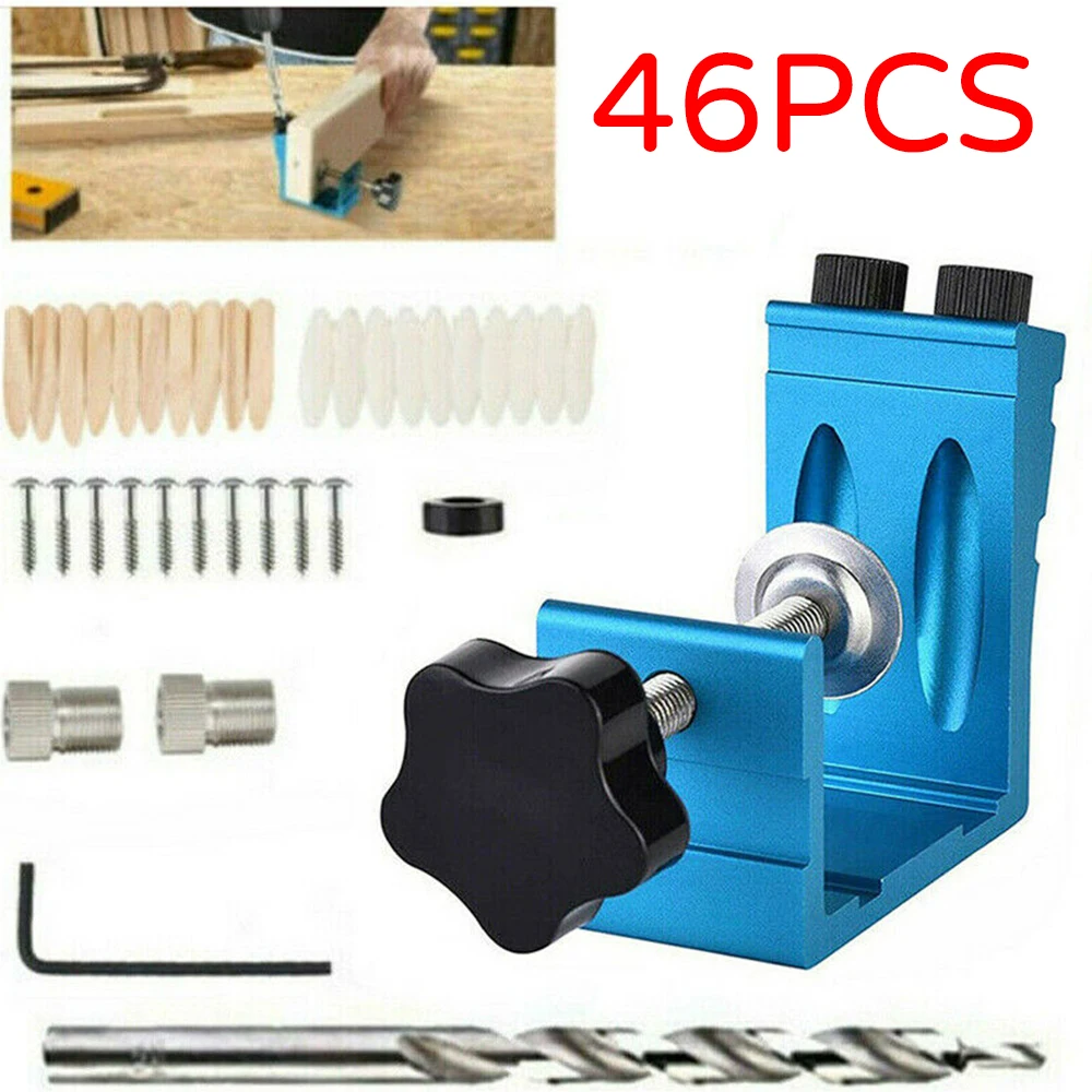 

46 Pocket Hole Jig Kit Dowel Drill Joinery Screw Carpenters Woodwork Angle Tool