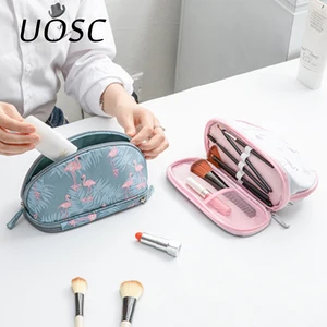 Сумка-Органайзер Женская, двухслойная, с фламинго, дорожный мешочек для косметики шт.