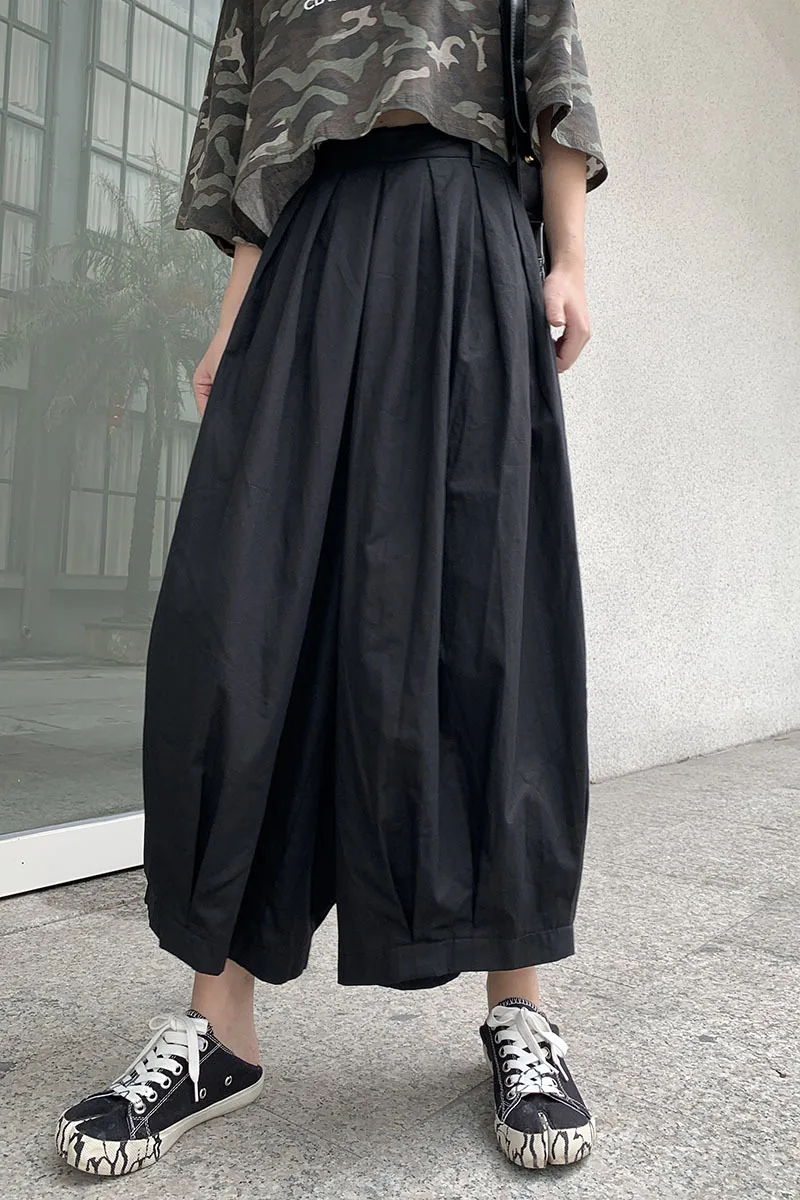 

Fashion Tide New Summer Fashion Women Clothes Thin Styles Linen Elastic Pleated Loose Wide Legs Pants Femal Trousers WH31111