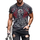 Мужская футболка с 3D-принтом черепа и демона, лето 2021