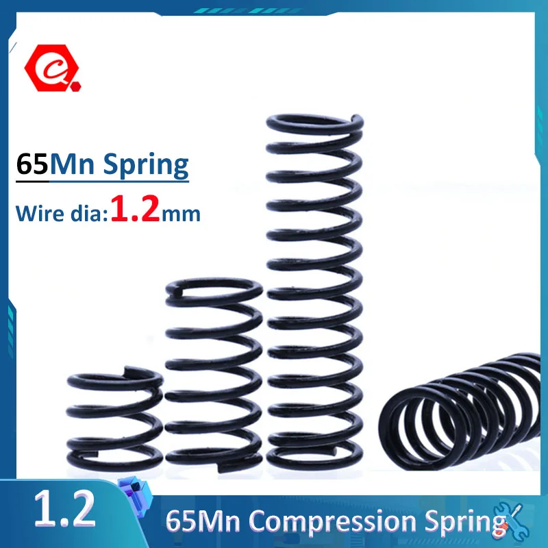 

65 Manganese Steel Compression Springs High Elastic Black Pressure Spring Wire Dia 1.2mm Outer Dia 6-20mm Length10-50mm
