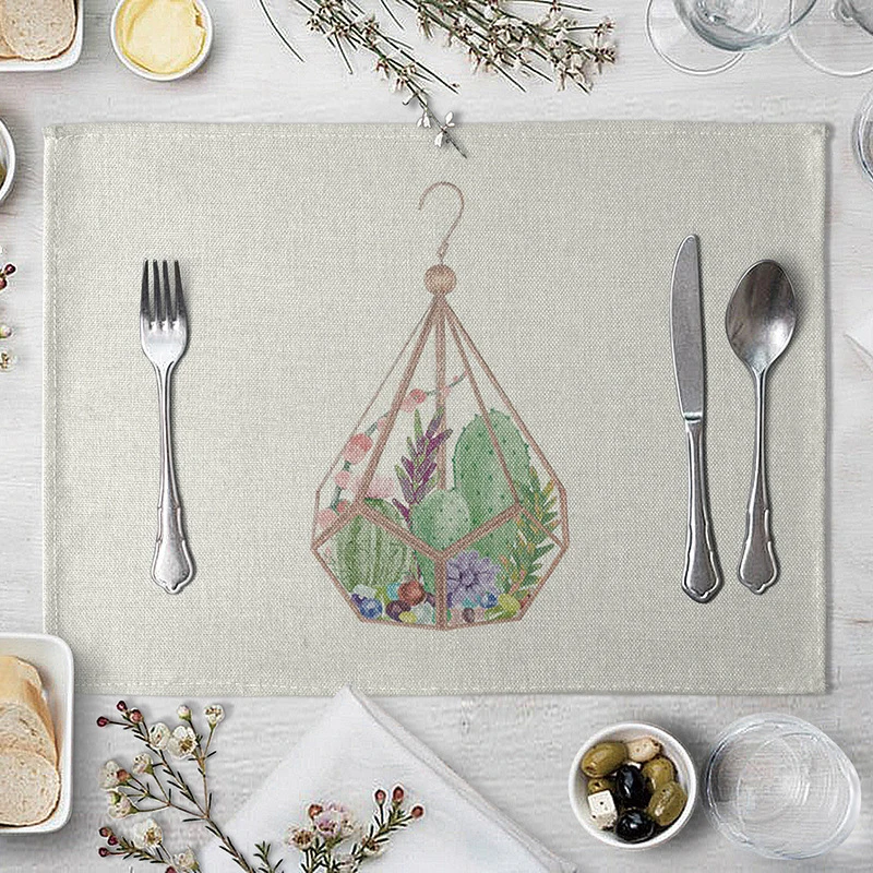 Садовый цветочный узор обеденный Коврики на стол из хлопка и льна подставка под