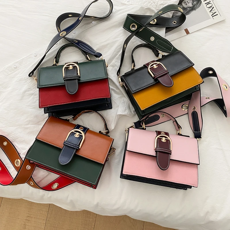 

Luxury Handbags Women Leather Shoulder Bag Vintage Sac A Main Panelled Messenger Bags for Girls Leather Crossbody Bag for Women