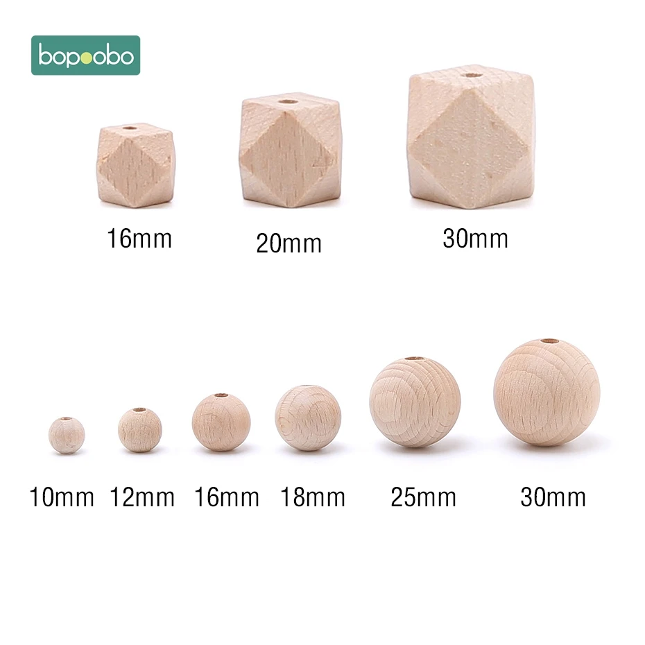 Bopoobo Beech Wooden Beads Teether Chewable 8-20mm Wood Tiny Rod For Children Beech  Wood Ring Teething Beads For Baby Teether