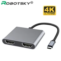 4k hd type c to dual hdmi compatible hub converter type c dock station hub 4k 5gbps transmitter adapter for macbook laptops tv