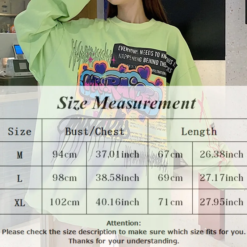 

Fashion Korean Streetwear T Shirts Ladies Autumn Punk Tops Tees Printed Long Sleeve Casual Hip Hop Clothing Winter Spring