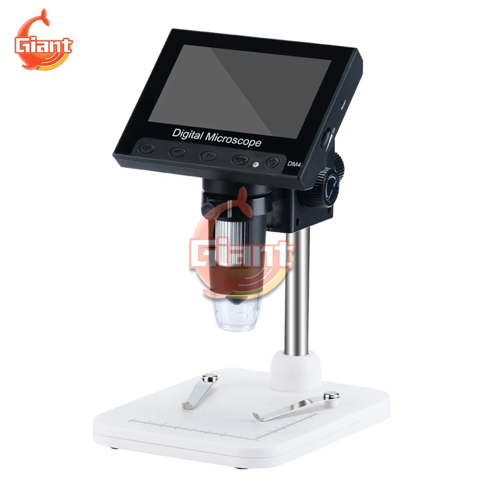 800x 1000x digital electronic microscope dm4 dm3 4 3 inch 8 led stand 30w 200w pixels for pcb motherboard lcd display repaire free global shipping
