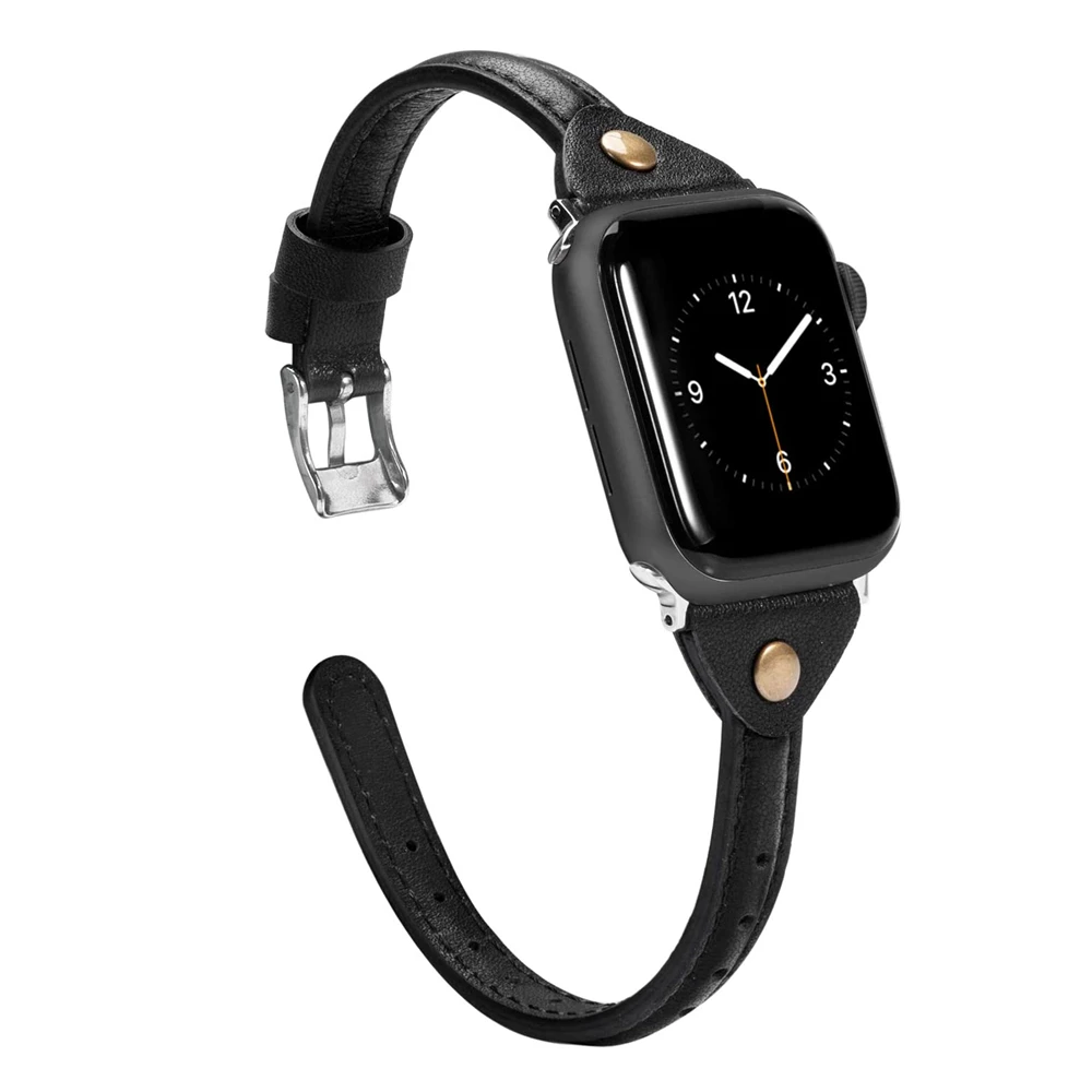 

Тонкий кожаный ремешок для Apple Watch Band 38 мм 40 мм 42 мм 44 мм, тонкий браслет для IWatch Series 5 4 3 2 1 Correas для мужчин и женщин