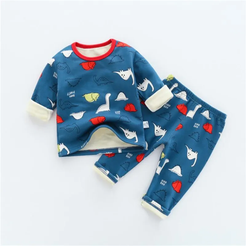 Хлопковая футболка с длинными рукавами для мальчиков рисунком динозавр пижамы