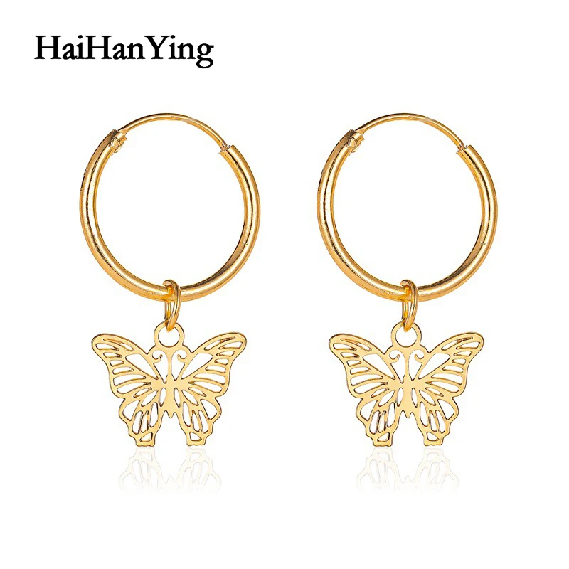 

New creative sweet butterfly women earrings French temperament hollow insect earrings simple luxury charm jewelry