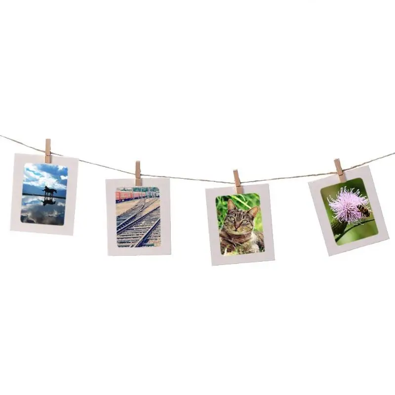 DIY Комбинация 10 шт фоторамка с зажимами + веревка висячая стена фотоальбом крафт