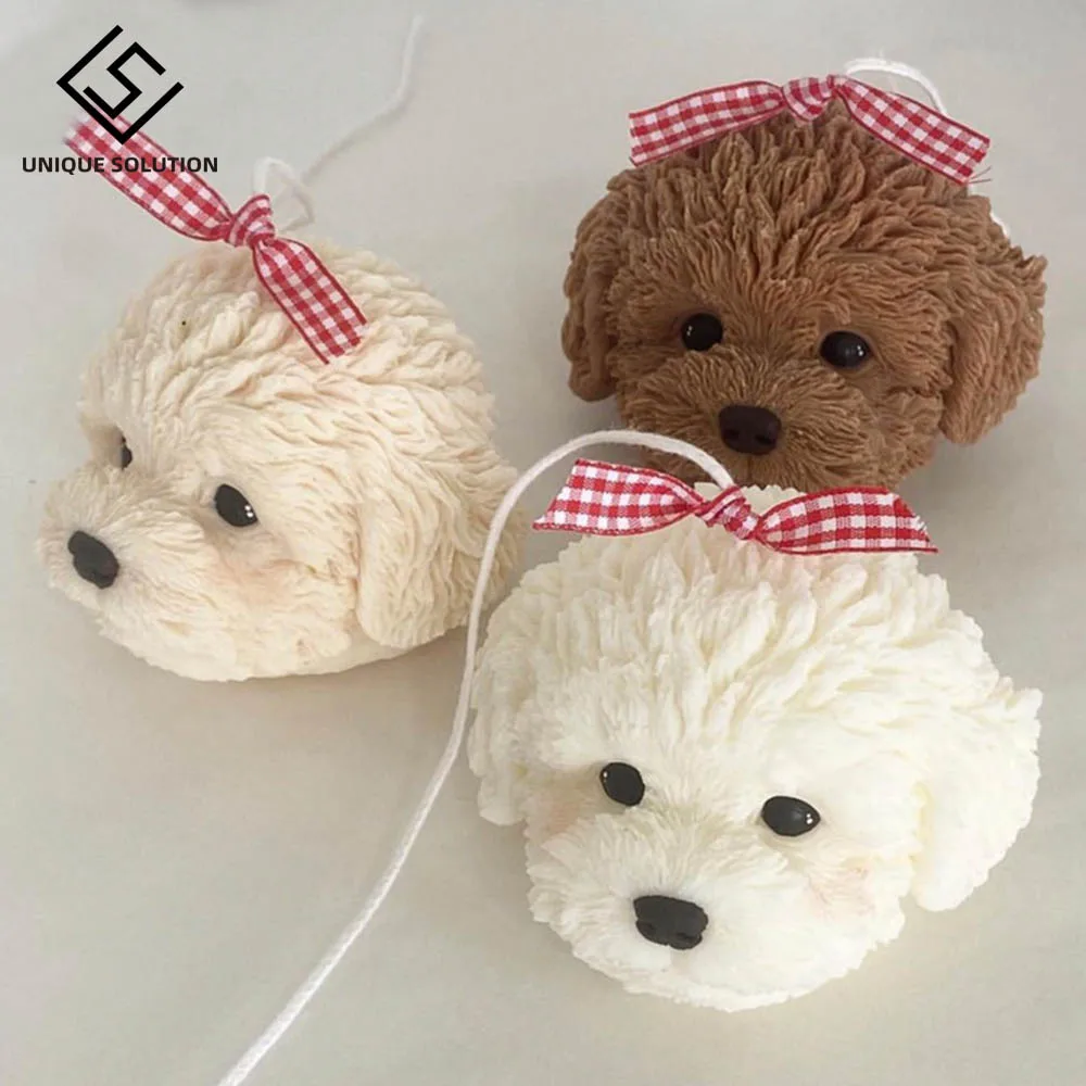 Свеча в виде головы собаки Тедди искусственная форма Корейском стиле для