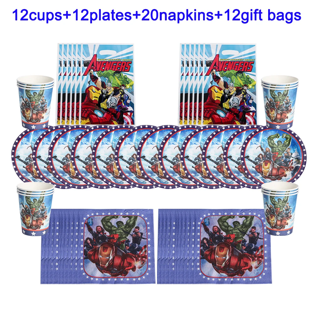 

Диснеевские Мстители, украшения для детского дня рождения в виде супергероев, чашки, тарелки, ложки, одноразовая посуда, товары для будущей ...