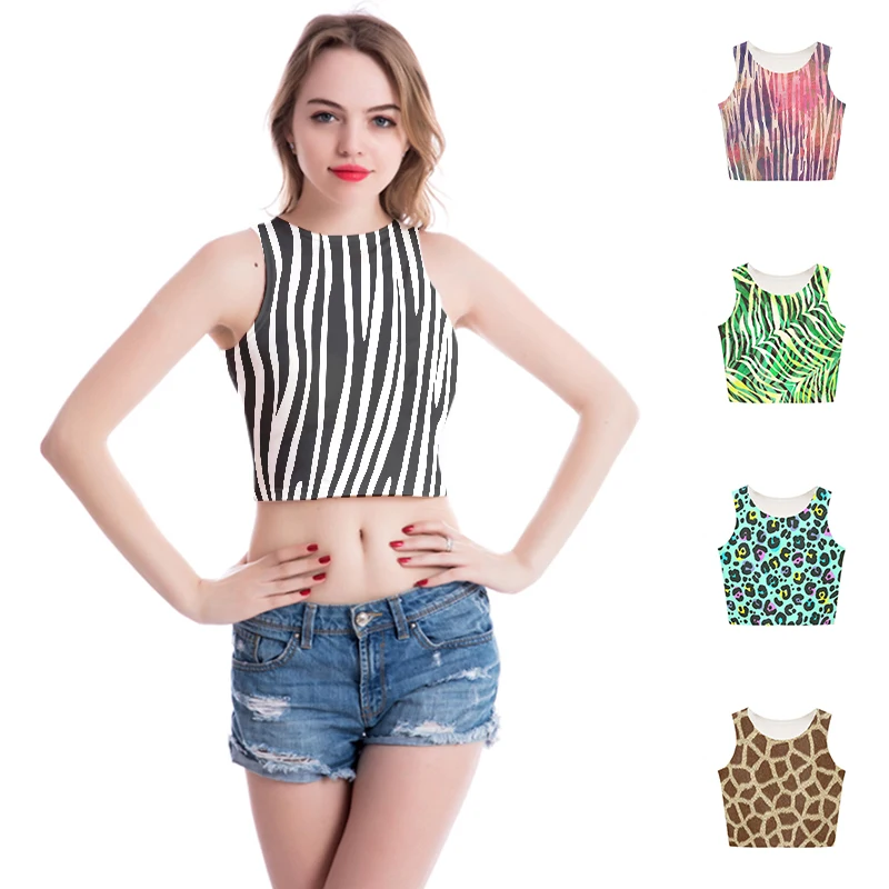 

Women’s Summer Zebra Pattern Print Vest Top Fashion Tops Exposed Navel Sleeveless Bottoming Top Leopard Clubwear Casual Camis