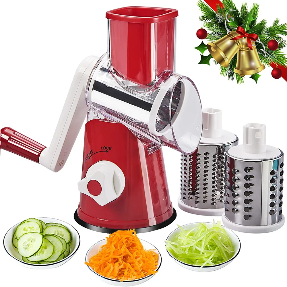 Вращающийся сырный Grater с ручкой-измельчитель для продуктов 3 нержавеющими