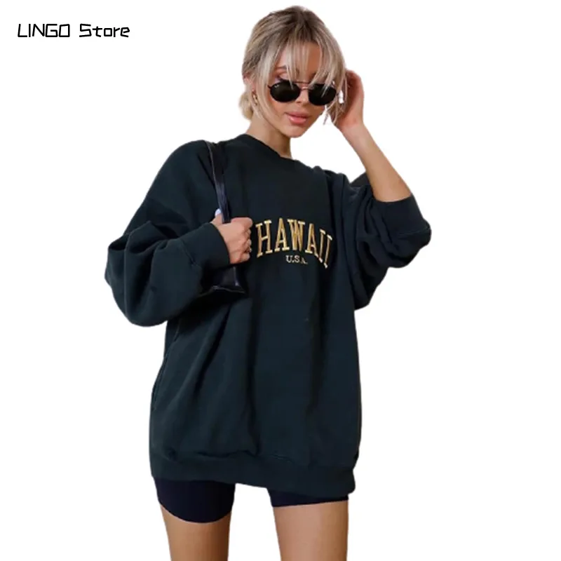 

Plus Size Letter Print Sweatshirt Men Women Harajuku O Throat Long Mouw Losse Sweatshirt Sudaderas Herfst Casual Trui Tops 2021