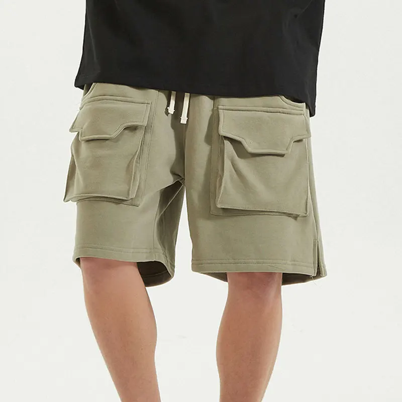 

Cotton Shorts Men Summer Fashion Shorts Multi-Pockets Clothing Streetwear loose elastic waist Hip hop skateboard Thin shorts
