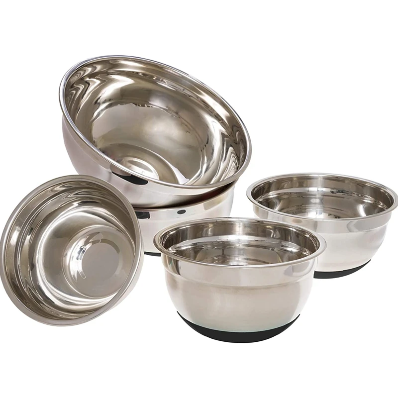 

Stainless Steel Mixing Bowl (Set of 5)-Black Non-Slip Base-Easy to Clean (18cm,20cm, 22cm, 24cm, 26cm)