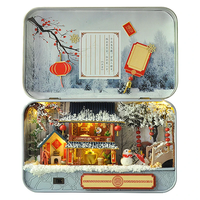 Кукольный домик Миниатюрная игрушка с мебельная коробка театр DIY Миниатюрный дом