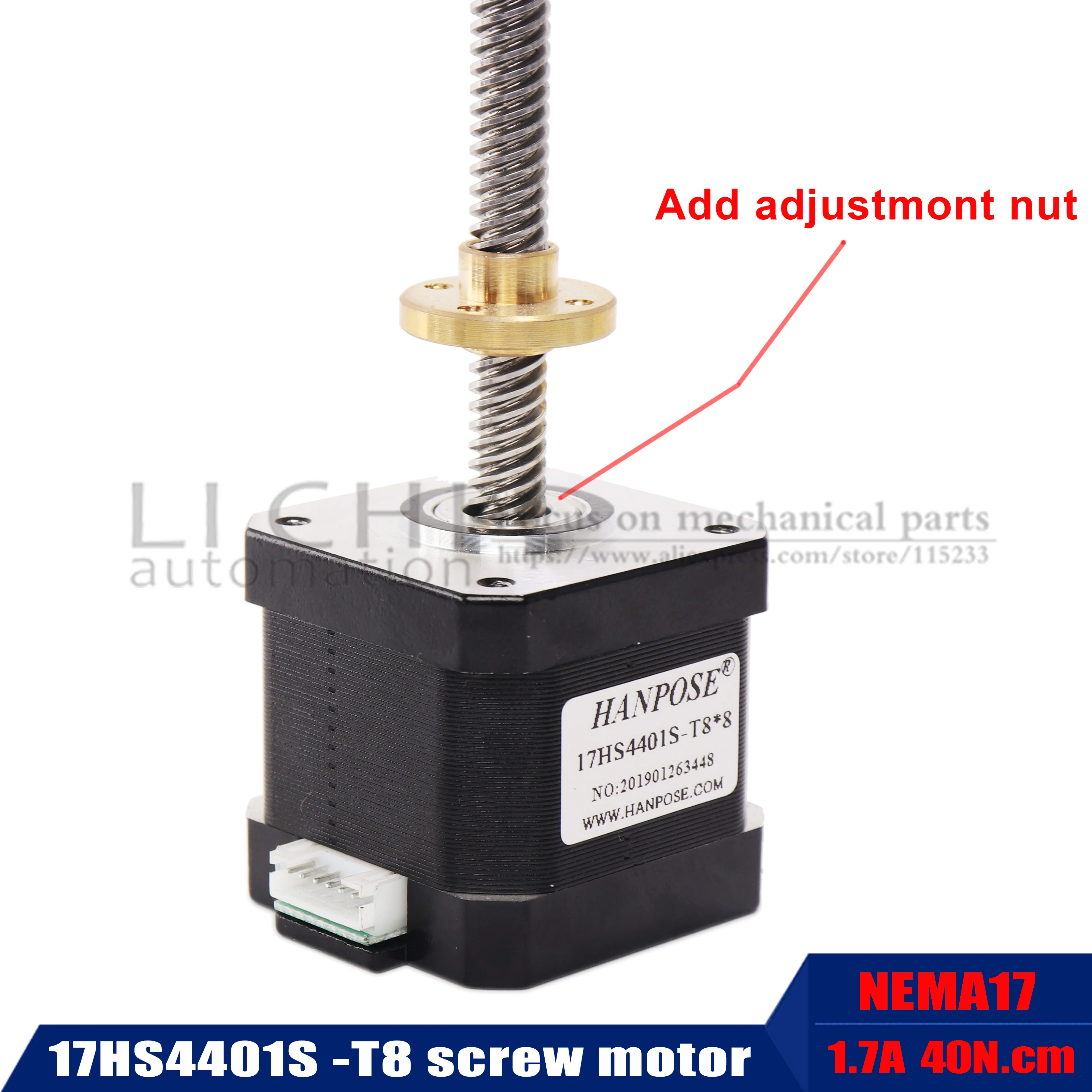 Бесплатная доставка Nema17 винт шаговый двигатель 1.7A 40N.CM 17HS4401S T8 L450MM с Медь гайка