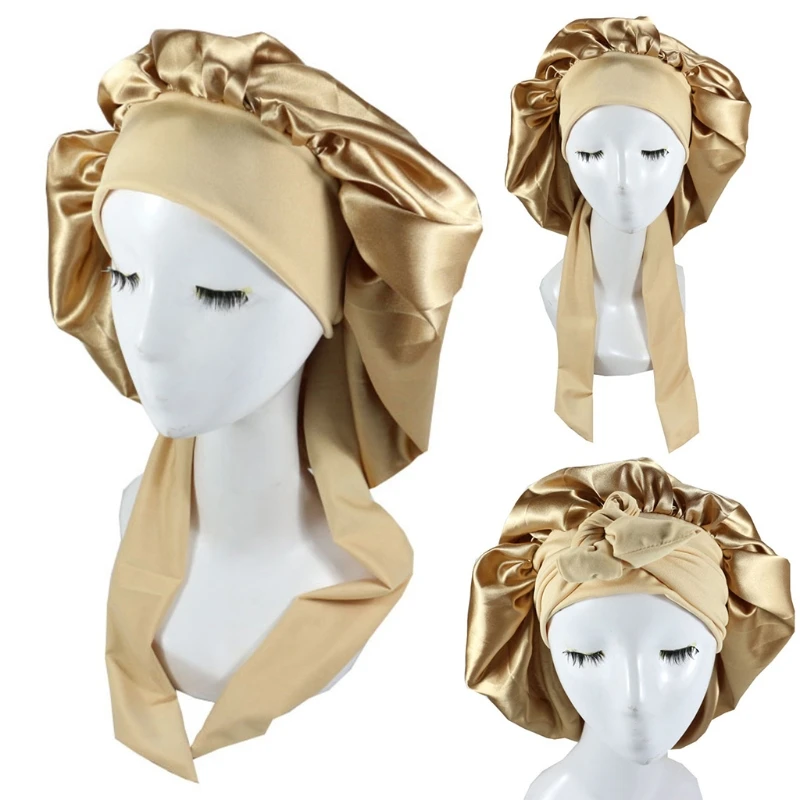

1 Piece Girls Women Polyester High Elastic Night Sleeping Shower Cap Hair Bonnet Hat Head Cover Satin Turban