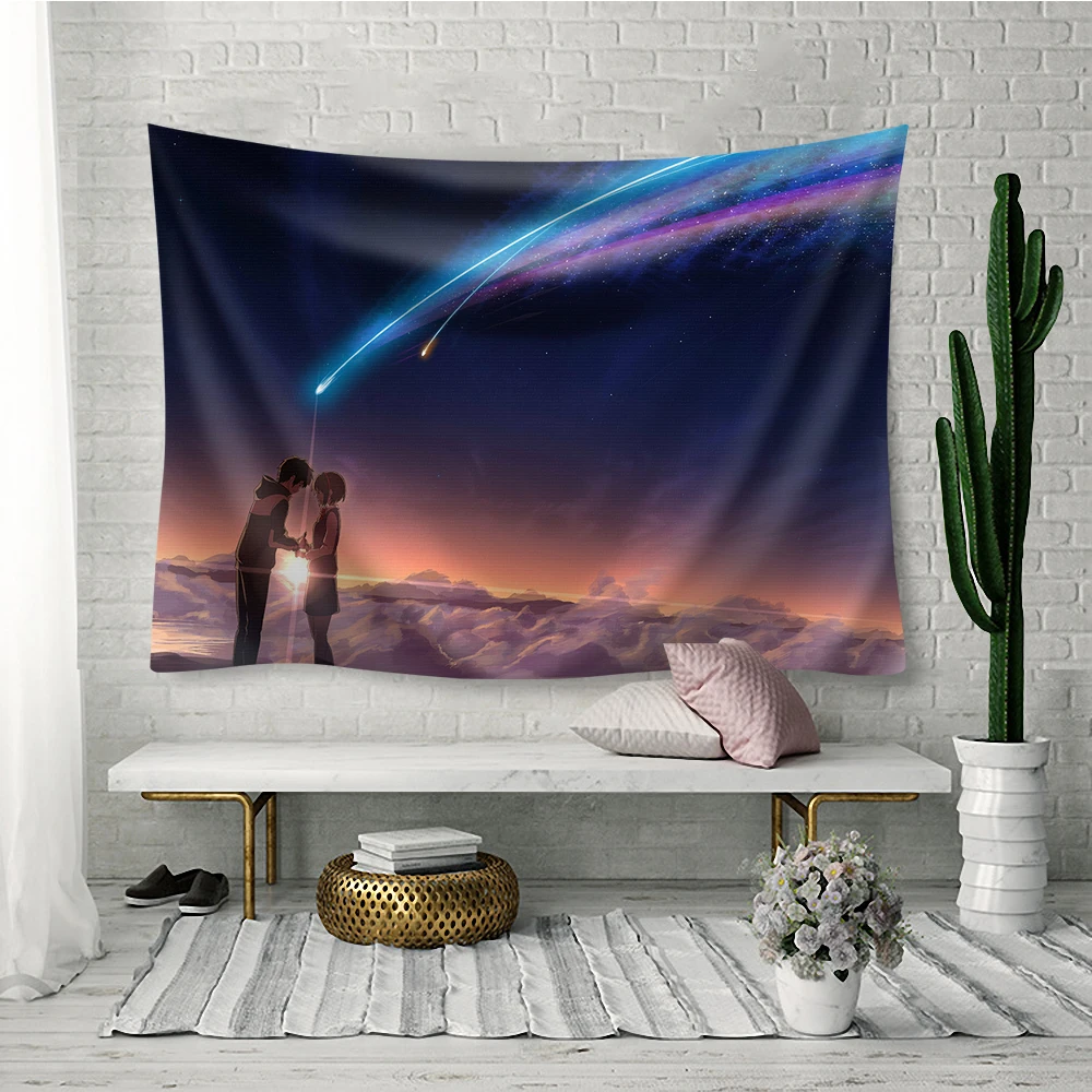 Japan Anime Your Name Wall tapestry beach towel large 200*150cm Cartoon mandala hanging wall art yoga throw | Дом и сад