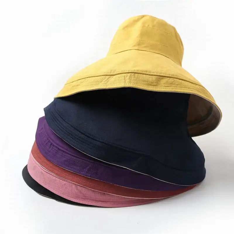 Шляпа от солнца Женская весенне-летняя складная однотонная с широкими полями