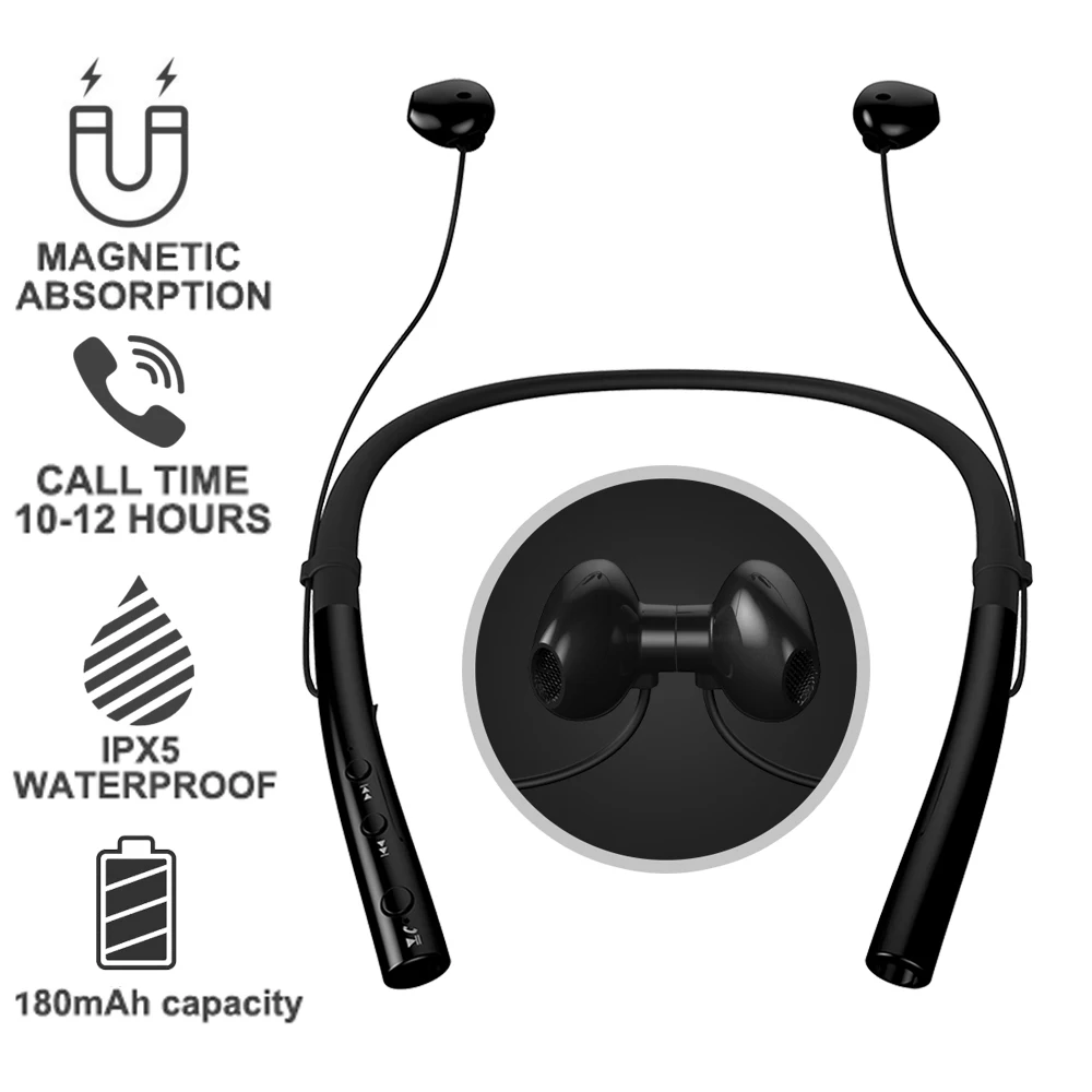 Q14 Bluetooth наушники с шейным ремешком беспроводные стереосистемы защитой от пота