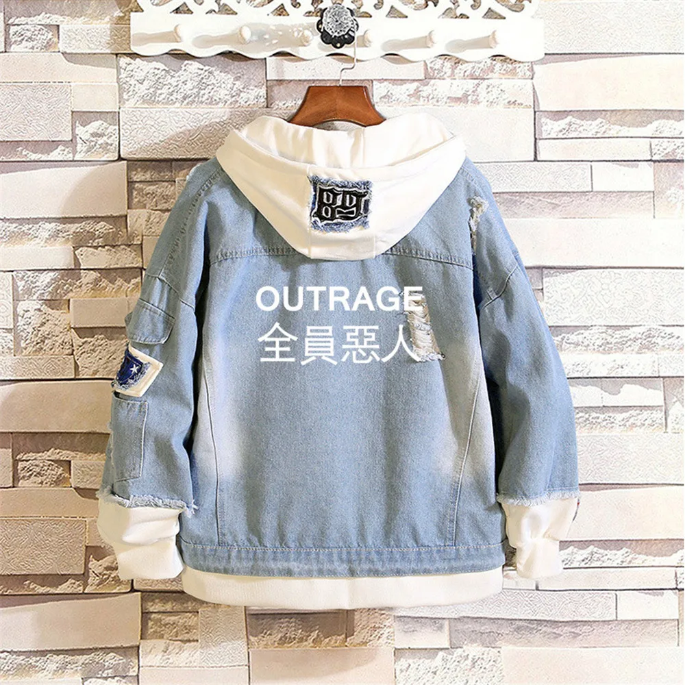 LoveLive!School idol project Cosplay Fake Two Piece Denim Jacket Hoodie Tops Hooded Jeans Coat Sweatshirt Autumn Outwear Unisex |