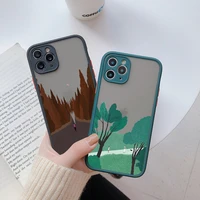 scenery painting trees snow matte phone cases for iphone 7 8 plus se 2020 11 12 13 pro max x xr xs max hard shockproof cover