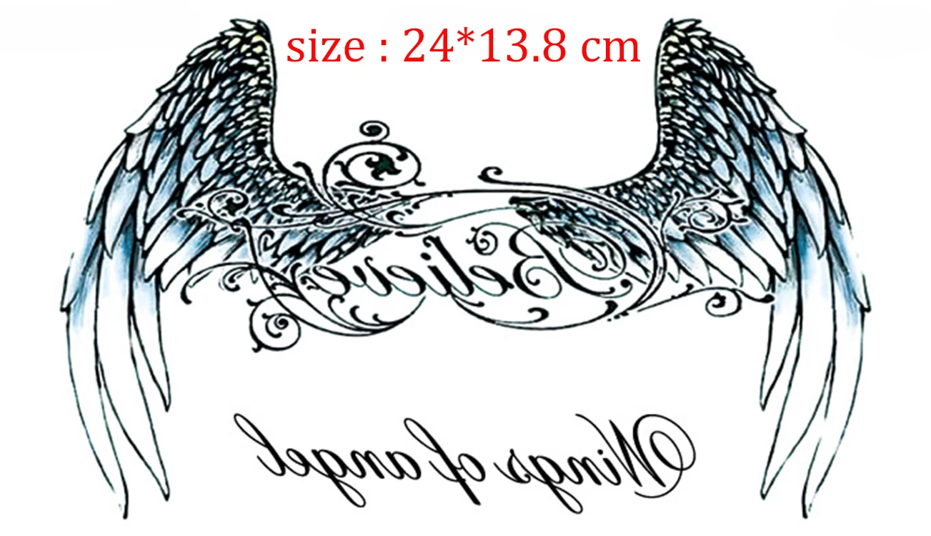 Временные татуировки для груди спины наклейки Угловые Крылья буквы цветок