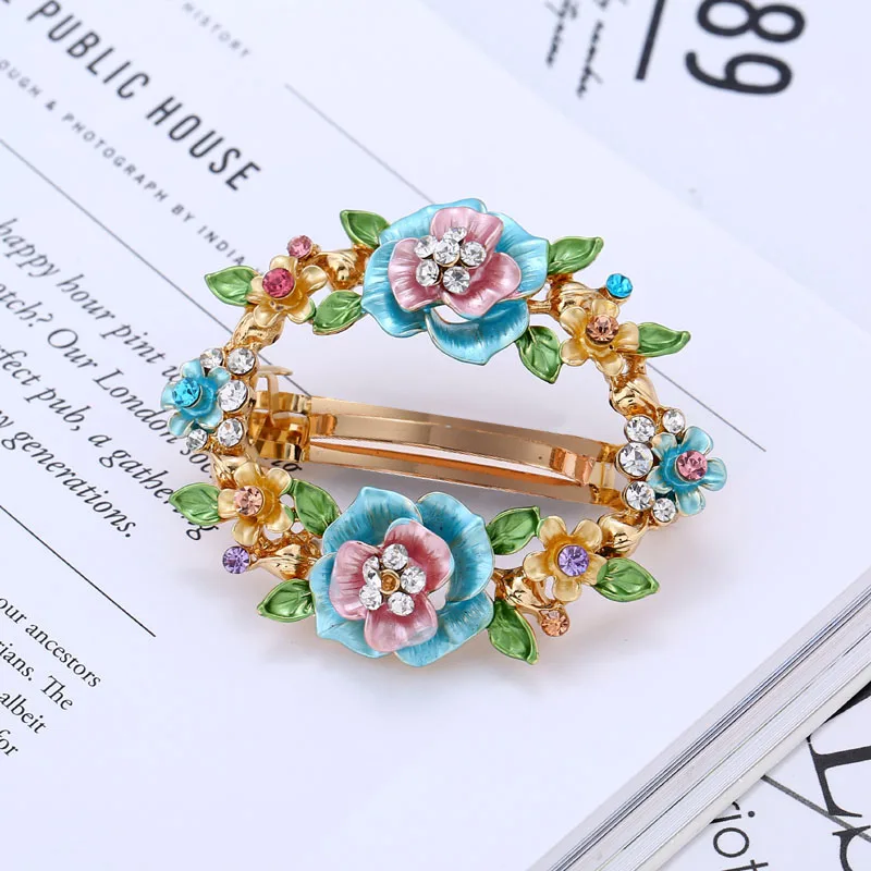 Заколка для волос с эмалью стразы ювелирные изделия женщин|hair jewelry|flower hair jewelryhair