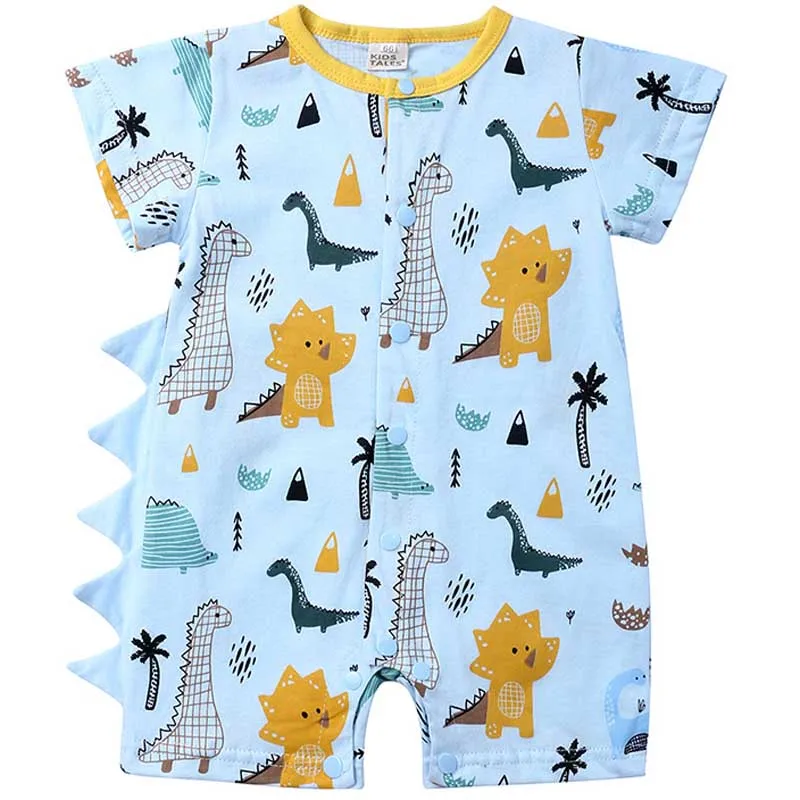 Детские комбинезоны с динозавром летние коротким рукавом для девочек Хлопковая