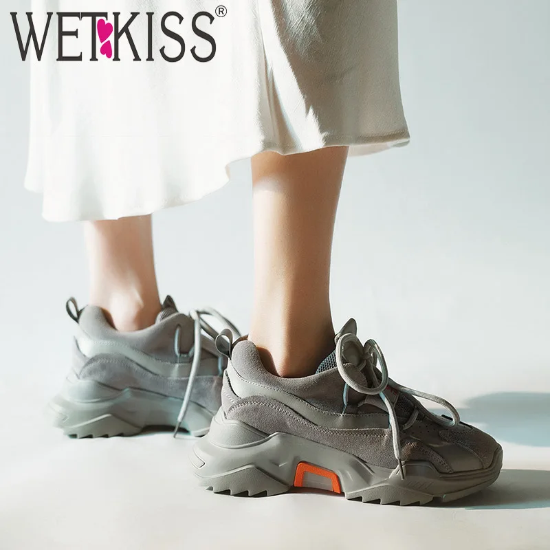 WETKISS на застежке женская кожаная обувь кроссовки Для женщин модные Повседневное
