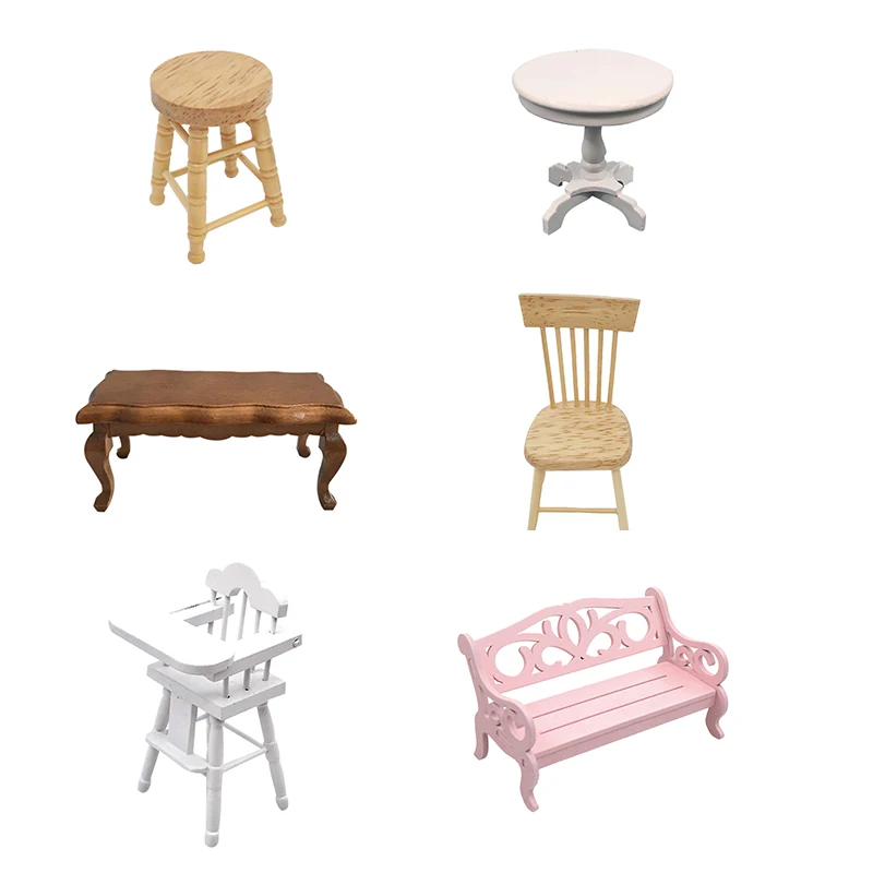 

Mini Wooden Table Furniture Toys 1:12 Dollhouse Miniature Accessories DIY Doll House Decor Baby Toys Mini Doll House Furniture#4
