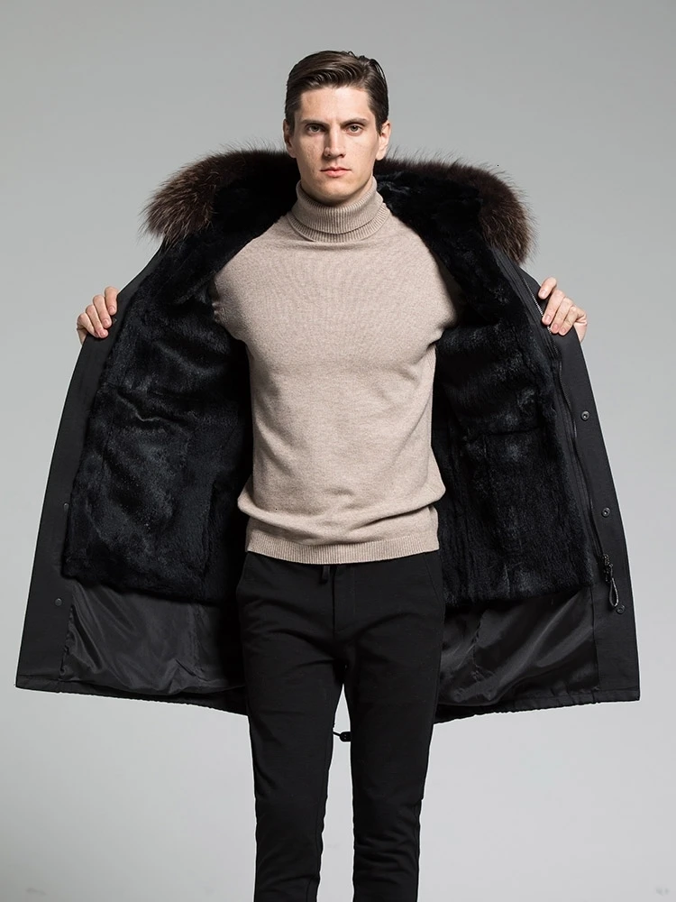 Парка пальто с натуральным мехом Длинная зимняя куртка подкладка из