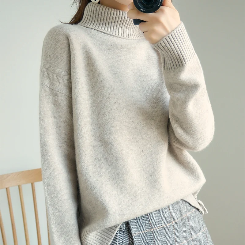 100% pure cashmere hot sale Knitted Pullover Women turtleneck Sweater Clothes 5Colors High Quality Lady soft Sweaters Tops | Женская