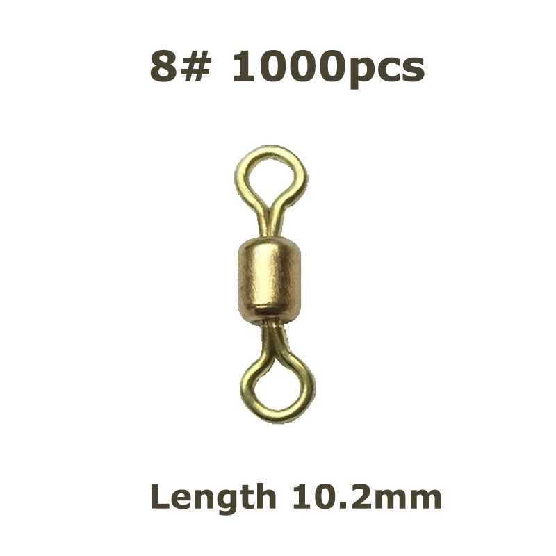 Wholse золотой рыболовный разъем Rolling Swivel 1000 шт./лот 8#10#12# основная линия подсоединение кольцо рыболовные принадлежности PESCA - Цвет: 1000pcs size 8