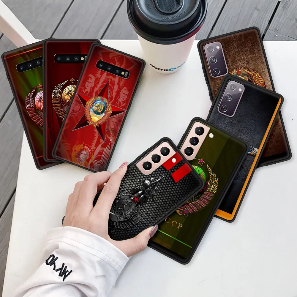 

Black Capa For Samsung Galaxy S20 FE S21 Ultra S10 S8 S9 Plus S10Lite S10e S7 Soft Phone Case Funda Coque Russian Flags Emblem