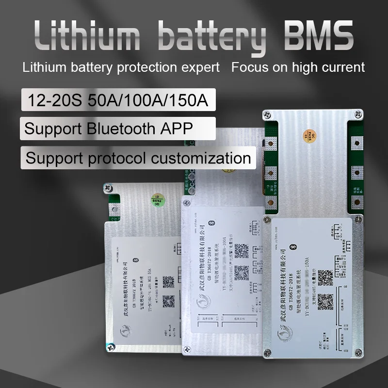 

BMS 12-20S 50A 100A 150A Lithium Battery Protection Board CAN RS485 Bluetooth Continuous High Current