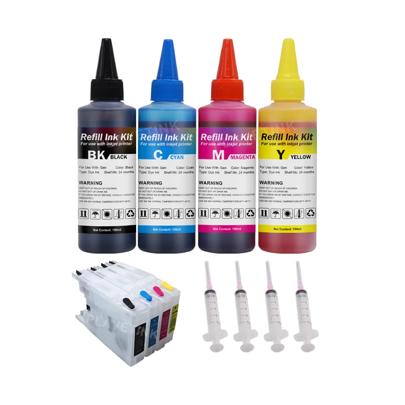Чернильный картридж Plavetink LC75 LC400 LC1220 LC1240 XL + 4 чернила для бутылок Brother MFC J810DWN J825DW J840N