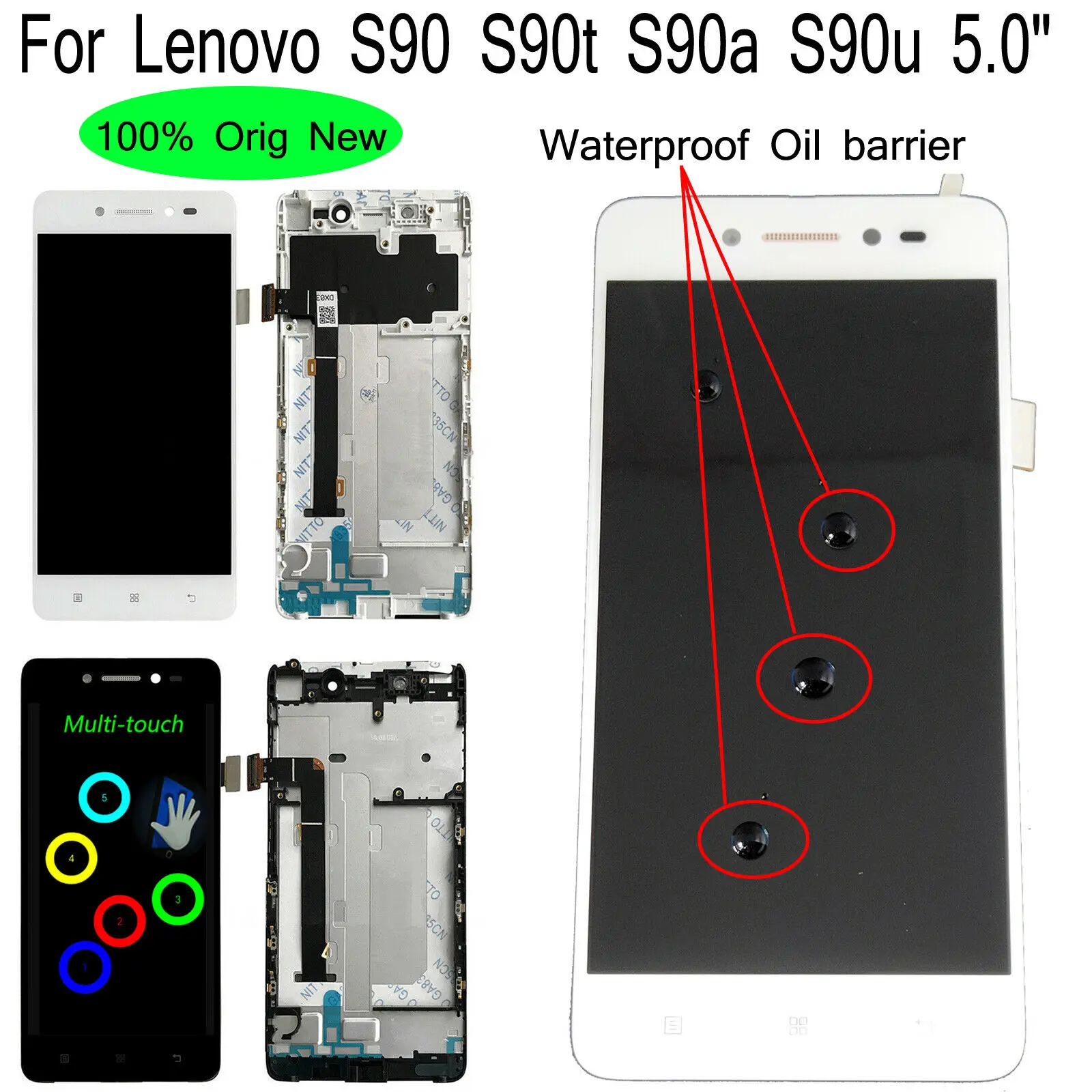 100% оригинальный 5-дюймовый ЖК-дисплей для Lenovo S90 S90t S90a S90u Sisley с сенсорным экраном