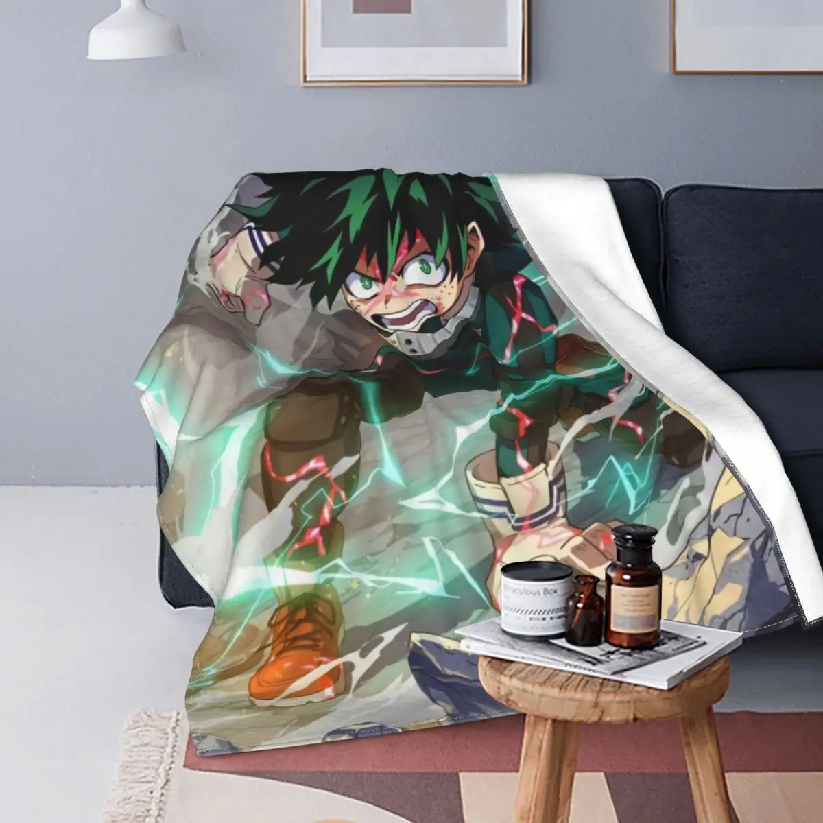 

Midoriya Lzuk одеяло My Hero моя геройская Академия манга современный Стич мягкое дышащее Коралловое флисовое покрывало для кровати спальни