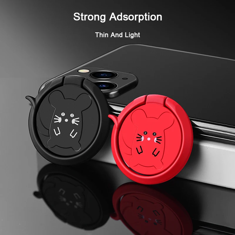 Rotate Metal Ring Holder Cute Cartoon Cat Finger Ring For iPhone 12 Samsung Huawei Xiaomi Redmi Mobile Phone Round Mount Stand