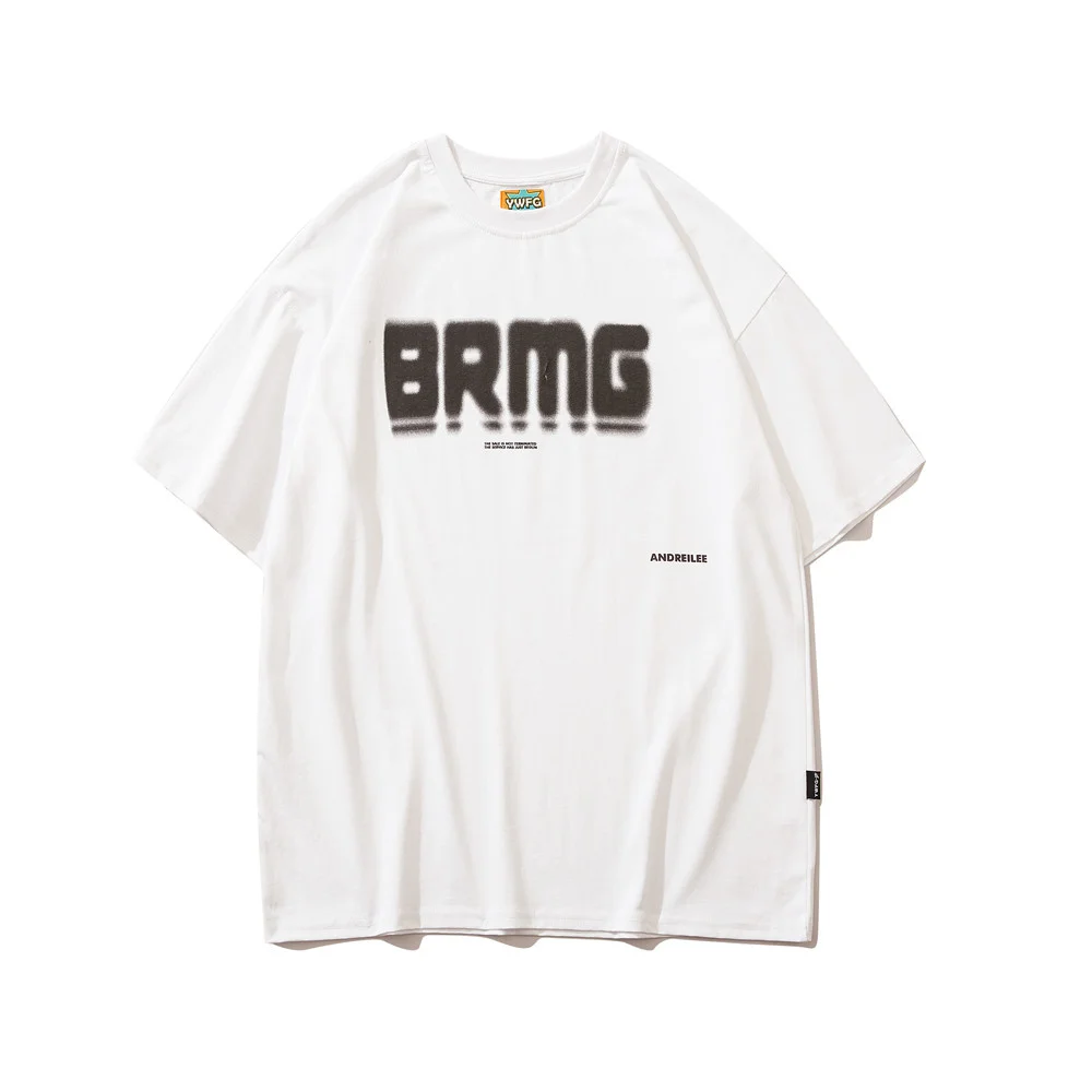 

Harajuku Letter Print Short Sleeve T-shirt Men Streetwear Hip Hop Loose Round Neck T Shirt 2022 Summer Cotton Tees Tops For Male