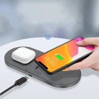 2 in 1 20w dual seat qi wireless charger for samsung xiaomi double fast charging pad for iphone 12 11 pro xs xr x 8 airpods pro